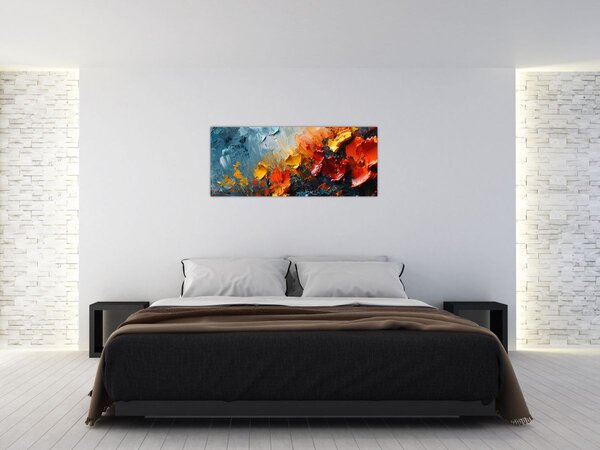 Tablou - Pictură abstractă de flori III. (120x50 cm)