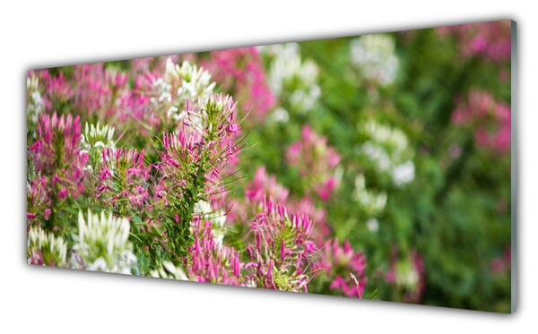 Tablou pe sticla Flori Floral Roz Alb Verde