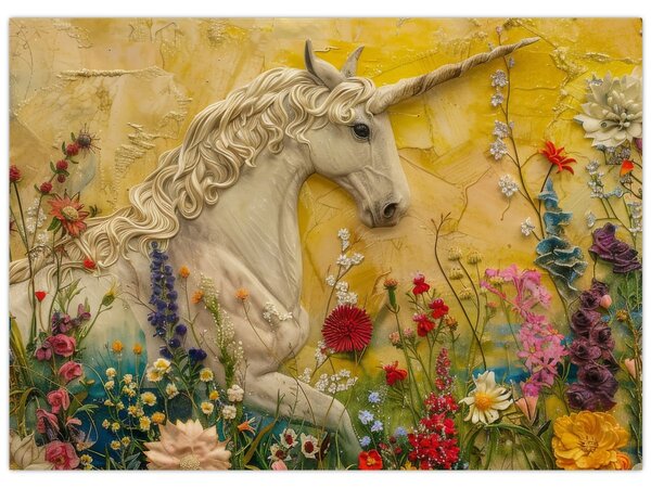 Tablou - Unicorn cu flori (70x50 cm)