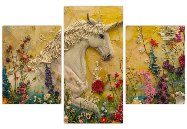 Tablou - Unicorn cu flori (90x60 cm)