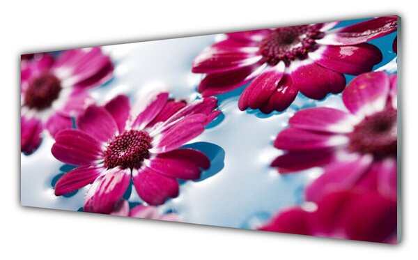 Tablou pe sticla Flori Floral Roșu Albastru