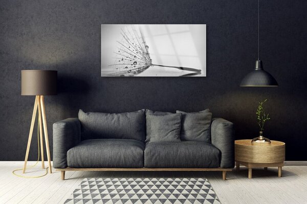 Tablou pe sticla Păpădie Floral Gray