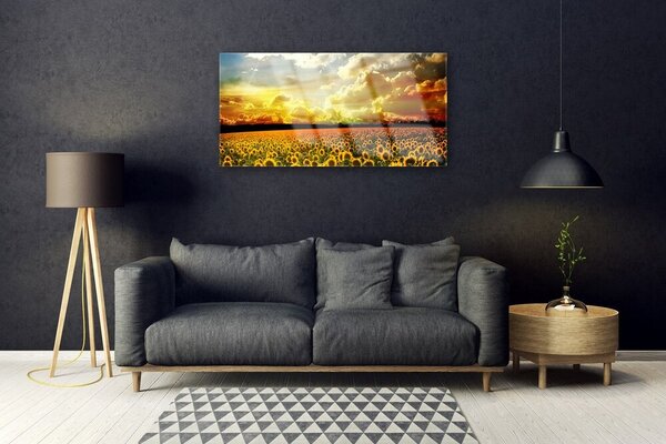 Tablou pe sticla Meadow Sunflowers Floral Galben Maro