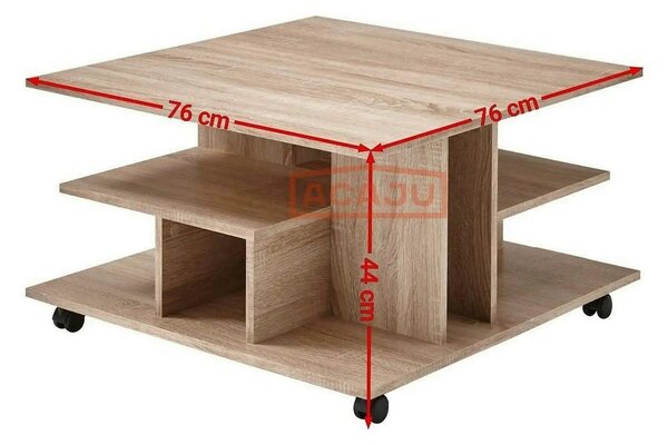 Masuta LEVKE LIGHT, stejar sonoma, PAL, 76x76x44 cm