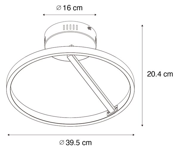 Plafoniera de design neagra incluzând LED cu dimmer pe 3 trepte - Anello