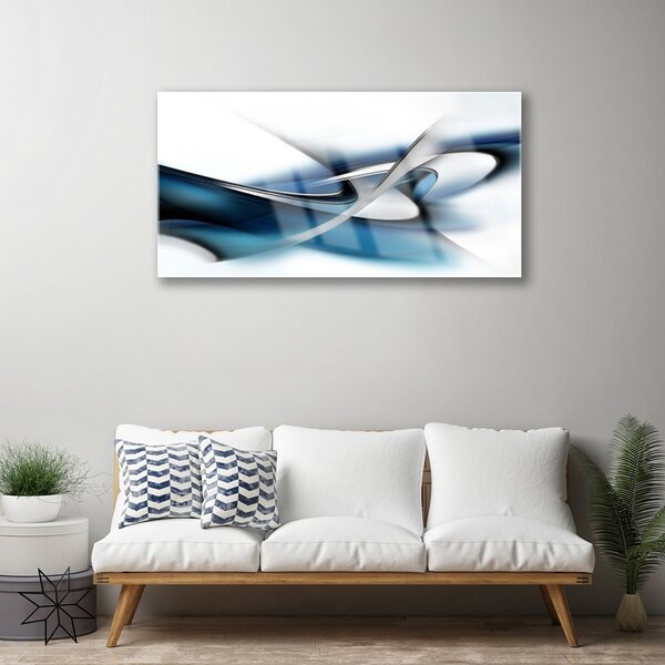 Tablou pe sticla Abstract Art Gri Albastru Alb