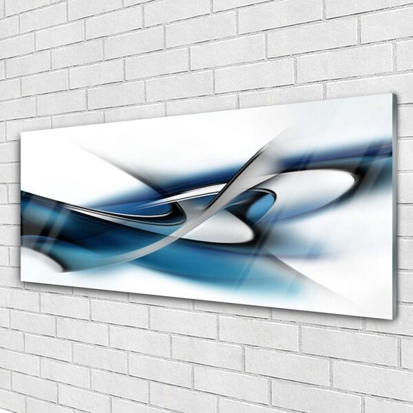 Tablou pe sticla Abstract Art Gri Albastru Alb