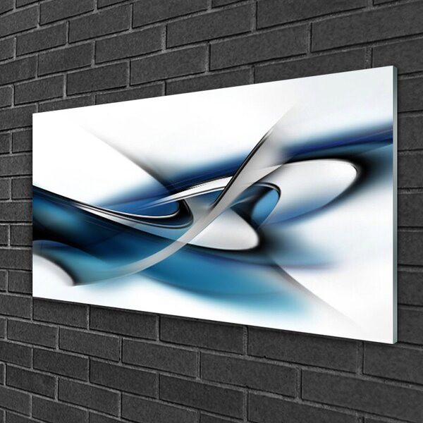 Tablou pe sticla Abstract Art Gri Albastru Alb