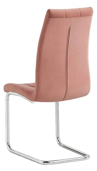 Scaun bucatarie SALOMA NEW, stofa catifelata roz, 42x56,5x105 cm