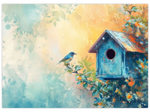 Tablou - Birdhouse, acuarelă, acuarelă (70x50 cm)