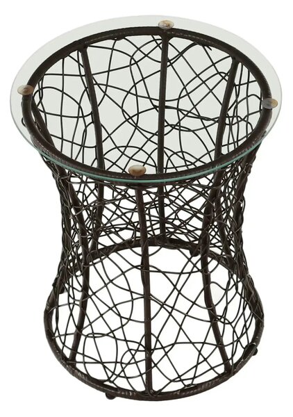 Masa gradina SALMAR NEW, transparent/negru, sticla securizata/rachita