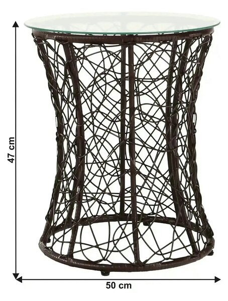 Masa gradina SALMAR NEW, transparent/negru, sticla securizata/rachita