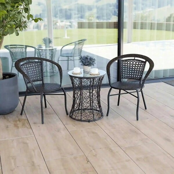 Masa gradina SALMAR NEW, transparent/negru, sticla securizata/rachita