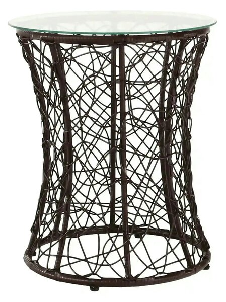 Masa gradina SALMAR NEW, transparent/negru, sticla securizata/rachita