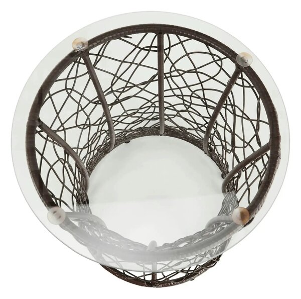 Masa gradina SALMAR NEW, transparent/negru, sticla securizata/rachita