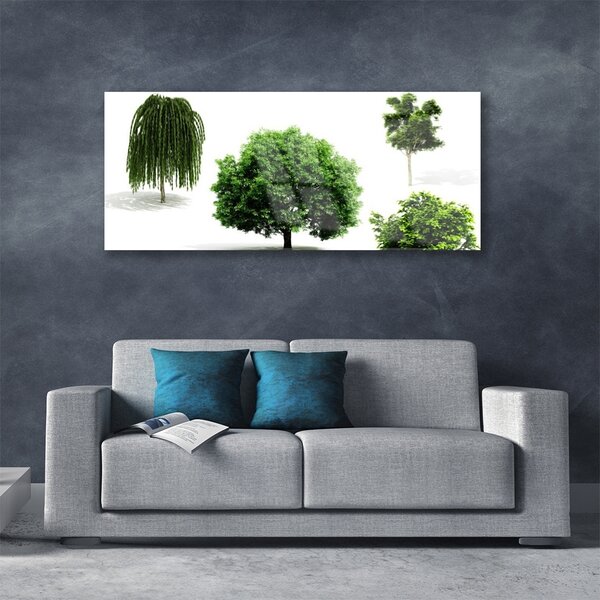 Tablou pe sticla Copaci Natura Brun Verde
