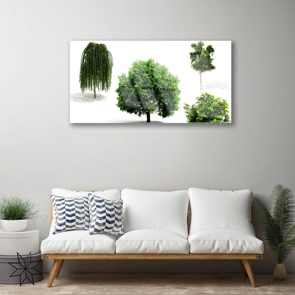 Tablou pe sticla Copaci Natura Brun Verde
