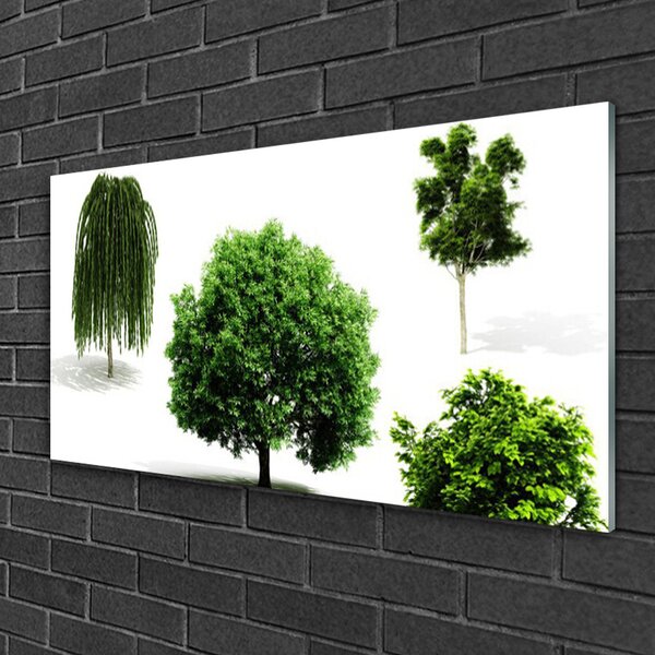 Tablou pe sticla Copaci Natura Brun Verde