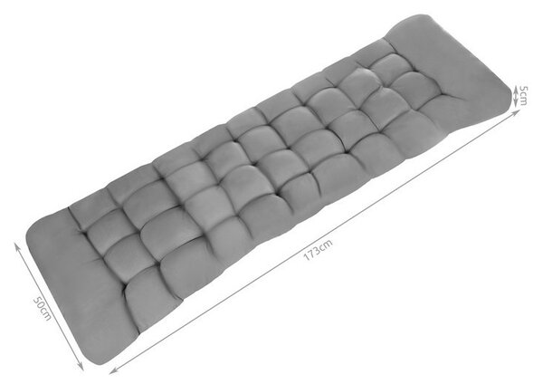 Perna pentru sezlong, umplutura bumbac, curele fixare, 173x50x5 cm, gri