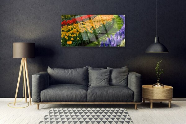 Tablouri acrilice Flori Floral Verde Roșu Galben Violet