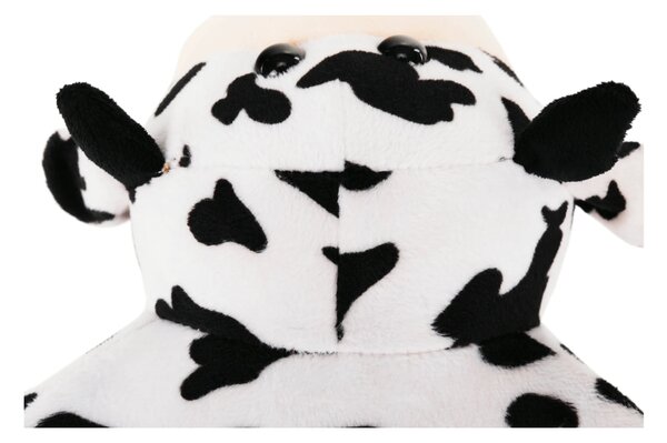 Taburet MOLLY, alb/negru, material textil/lemn, 47x28x31 cm