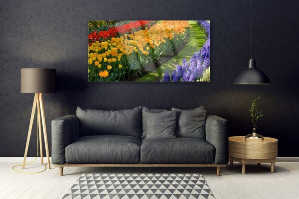 Tablouri acrilice Flori Floral Verde Roșu Galben Violet