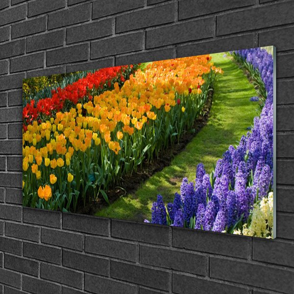 Tablouri acrilice Flori Floral Verde Roșu Galben Violet