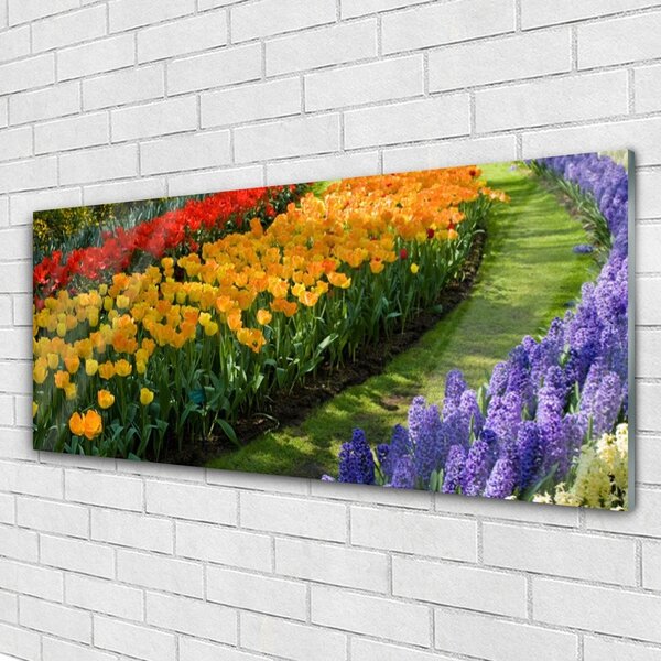 Tablouri acrilice Flori Floral Verde Roșu Galben Violet
