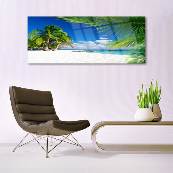Tablou pe sticla Palm Beach Copaci Peisaj Brun Verde