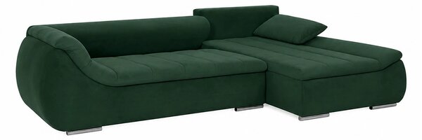 Coltar extensibil ROSARIO-OANA, stofa catifelata verde, 300x200x76 cm