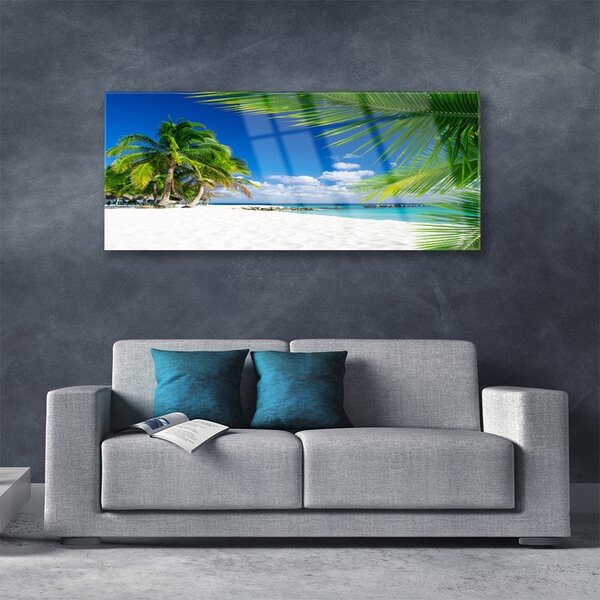 Tablou pe sticla Palm Beach Copaci Peisaj Brun Verde