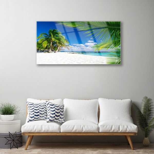Tablou pe sticla Palm Beach Copaci Peisaj Brun Verde