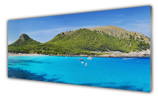 Panou sticla bucatarie Munte Mare Peisaj Gri Verde Albastru