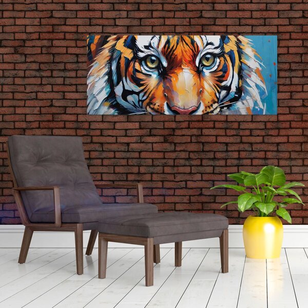 Tablou - Vedere a unui tigru, pictură (120x50 cm)