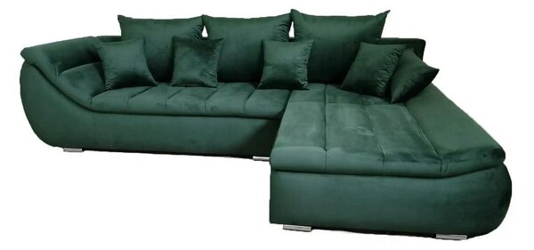 Coltar extensibil ROSARIO-OANA, stofa catifelata verde, 300x200x76 cm