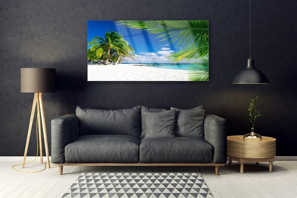 Tablou pe sticla Palm Beach Copaci Peisaj Brun Verde