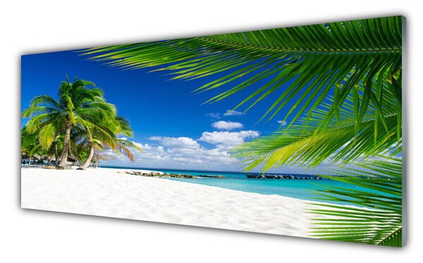 Tablou pe sticla Palm Beach Copaci Peisaj Brun Verde