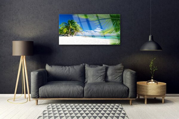 Tablou pe sticla Palm Beach Copaci Peisaj Brun Verde