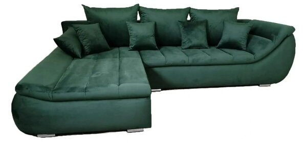 Coltar extensibil ROSARIO-OANA, stofa catifelata verde, 300x200x76 cm