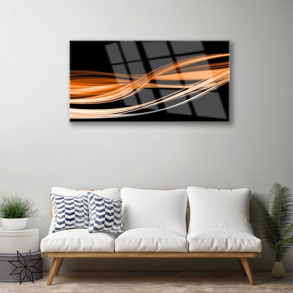 Tablou pe sticla Abstract Art Galben Negru