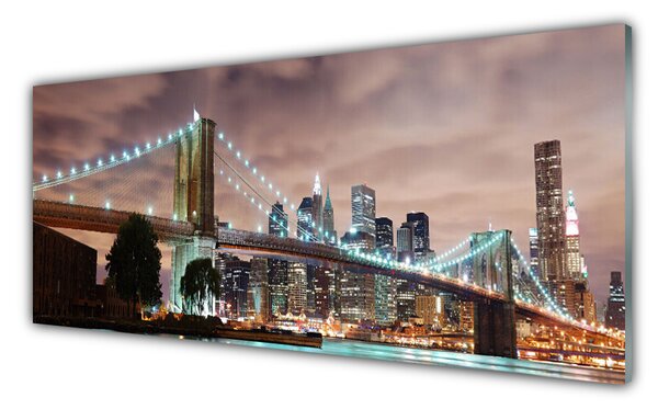 Tablou pe sticla Bridge City Arhitectura Maro Alb