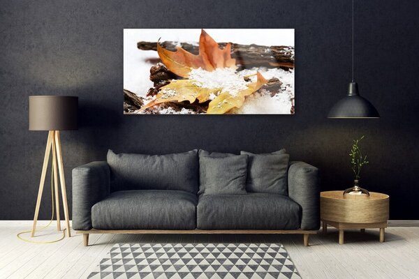 Tablou pe sticla Leaf Floral Brown