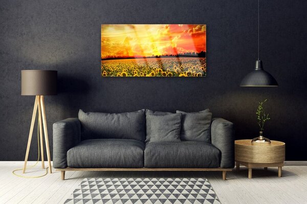 Tablouri acrilice Meadow Sunflowers Floral Verde Galben Maro