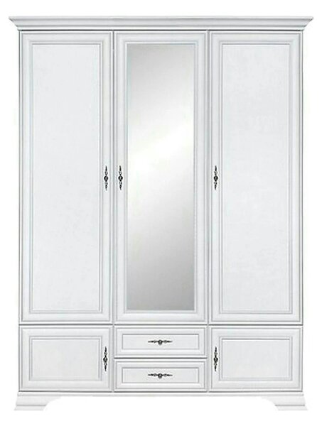 Dulap vintage dormitor IDENTO, alb, PAL, cu 5 usi si 2 sertare, 160x61