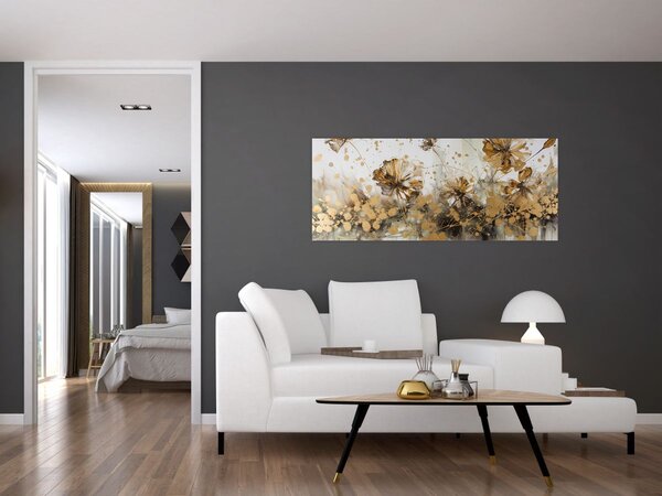 Tablou - pictură abstractă florală (120x50 cm)