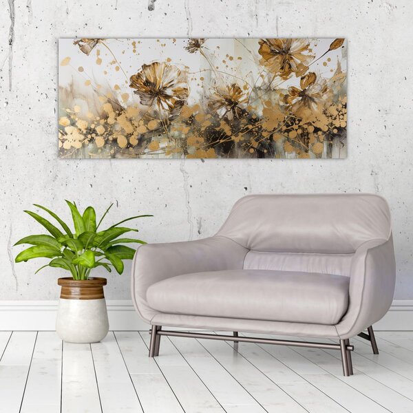 Tablou - pictură abstractă florală (120x50 cm)
