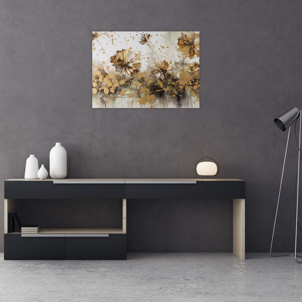 Tablou - pictură abstractă florală (70x50 cm)