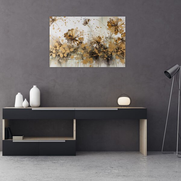 Tablou - pictură abstractă florală (90x60 cm)