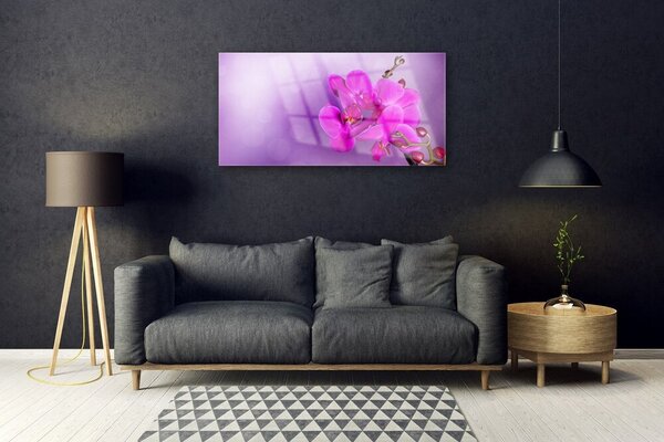 Tablou pe sticla Flori roz Floral
