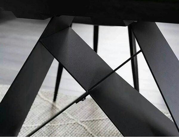 Masa moderna dining Westin SC, alb cu efect de marmura/negru, ceramica